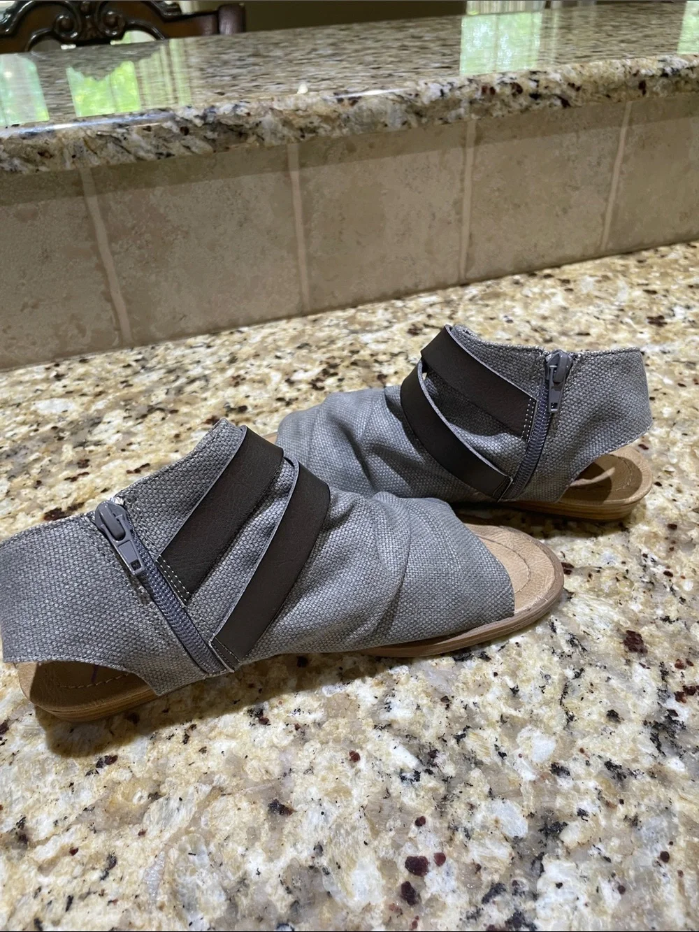 Blowfish Gray Canvas Wrap Sandals with Buckle Strap Size 7